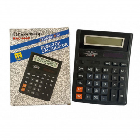 Калькулятор №888 бол. пл. прямоуг. чёр. цв. в кл. в кор.00-02763