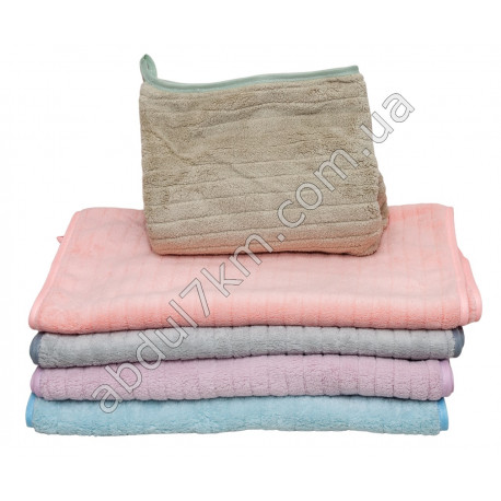 00-Т0050 Рушник кухня бол. фібра 'Смуга однотон' пухн., кант, петелька, 75*34см +/- 2см, Fu Tian 8208, Т50, 71гр, 12/д