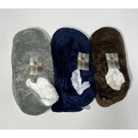 Тапки-чуни домашние мех/велюр slipper мужские Однотонные, антискользящие, в ассорт., 42-47р, 29см,00-Т0518