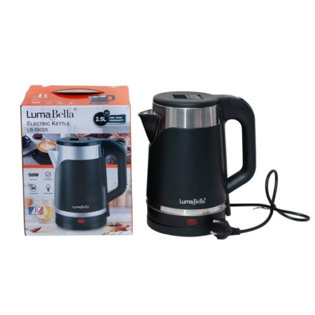 Чайник электр. LumaBella 1.7L корп.пласт.черн.+нерж,1500W, авт.выкл. 23*18.5*16см 00-Е142